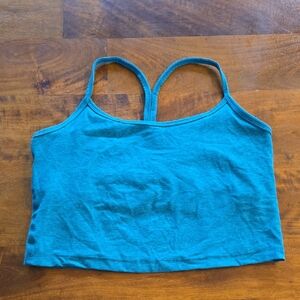 Beyond Yoga Spacedye Slim Racerback Cropped Tank Teal Size Large